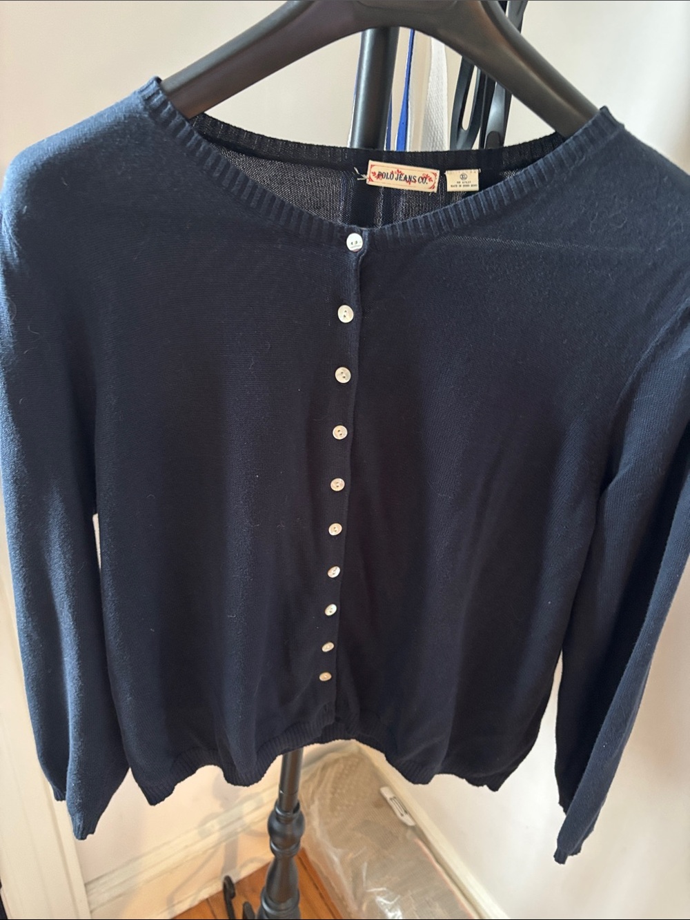 Ralph Lauren Navy Button-Front Knit Cardigan